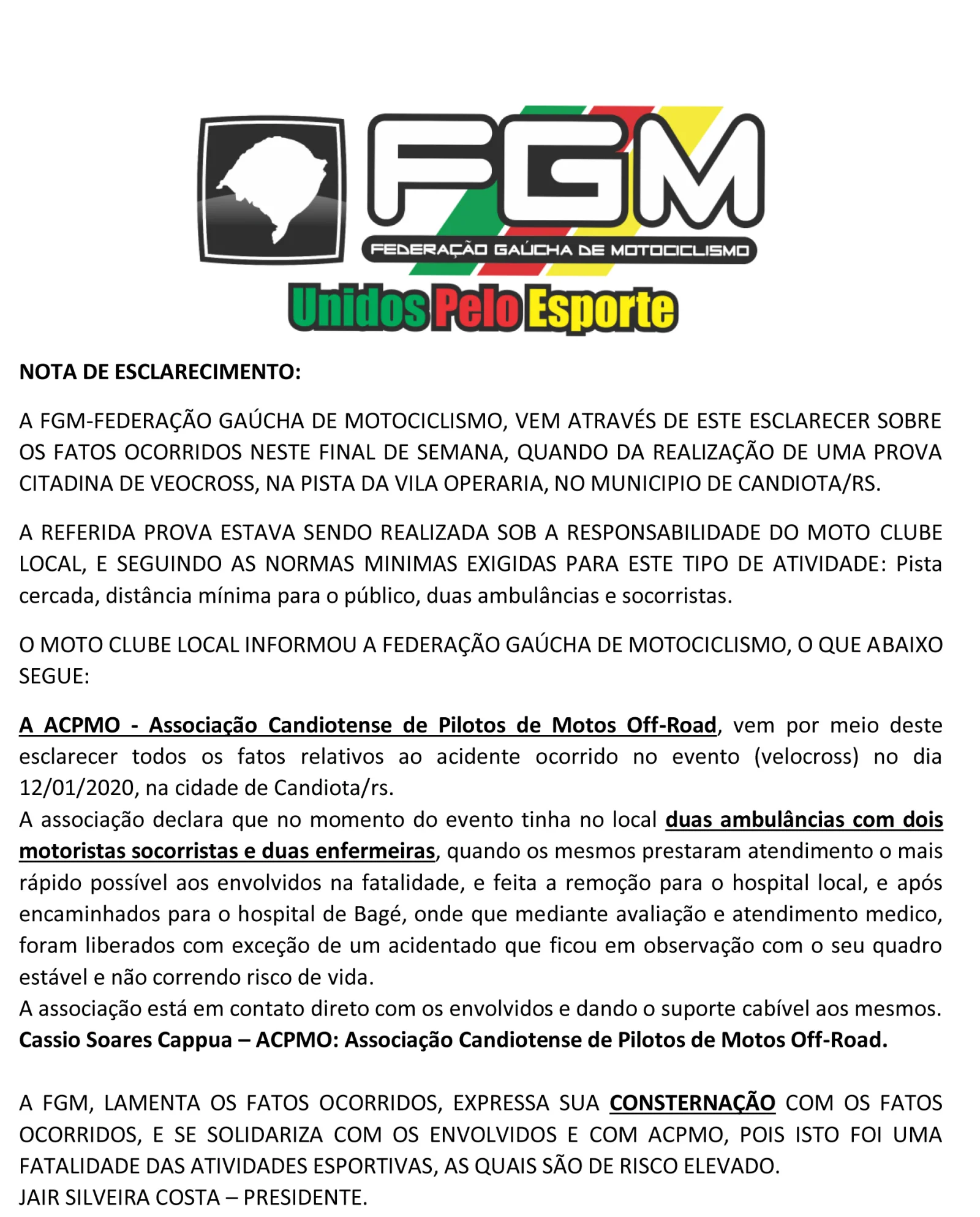 Imagem NOTA DE ESCLARECIMENTO CANDIOTA - RS