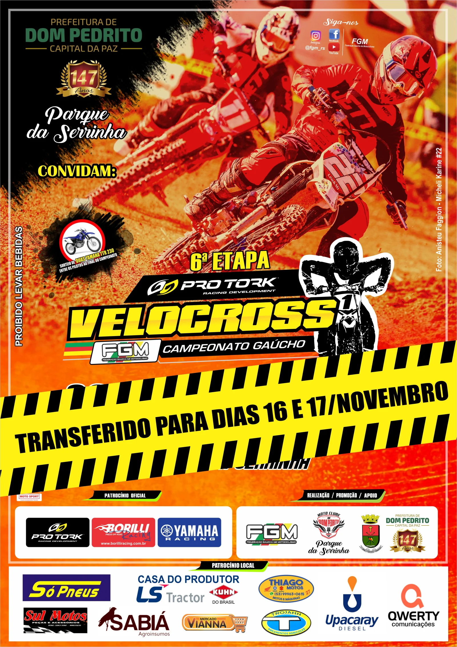 Imagem TRANSFERIDO A 6ª ETAPA DO PRO TORK GAÚCHO DE VELOCROSS