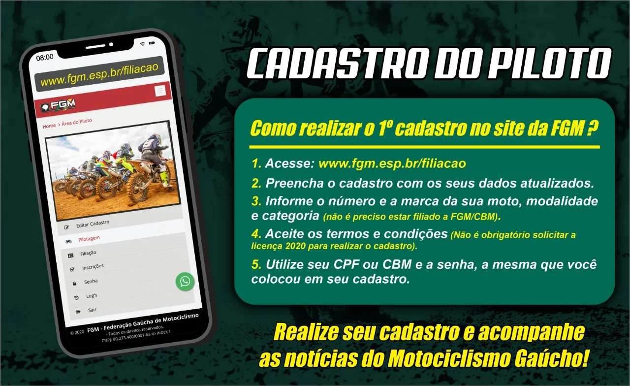 Imagem CADASTRO DE PILOTOS FGM: