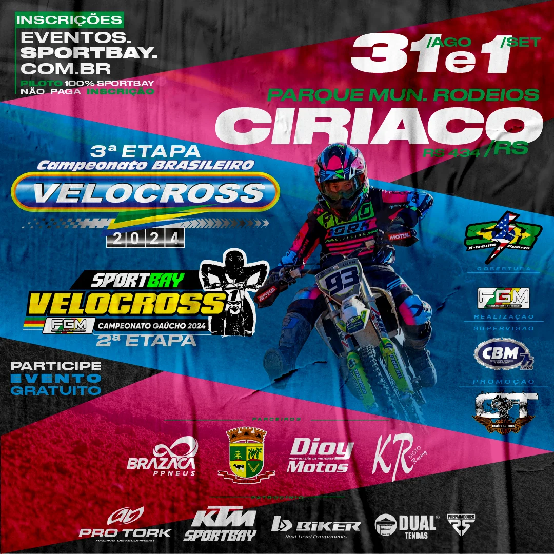 Imagem Campeonato Brasileiro e Gaúcho de Velocross já tem data marcada e acontece em Ciríaco/RS
