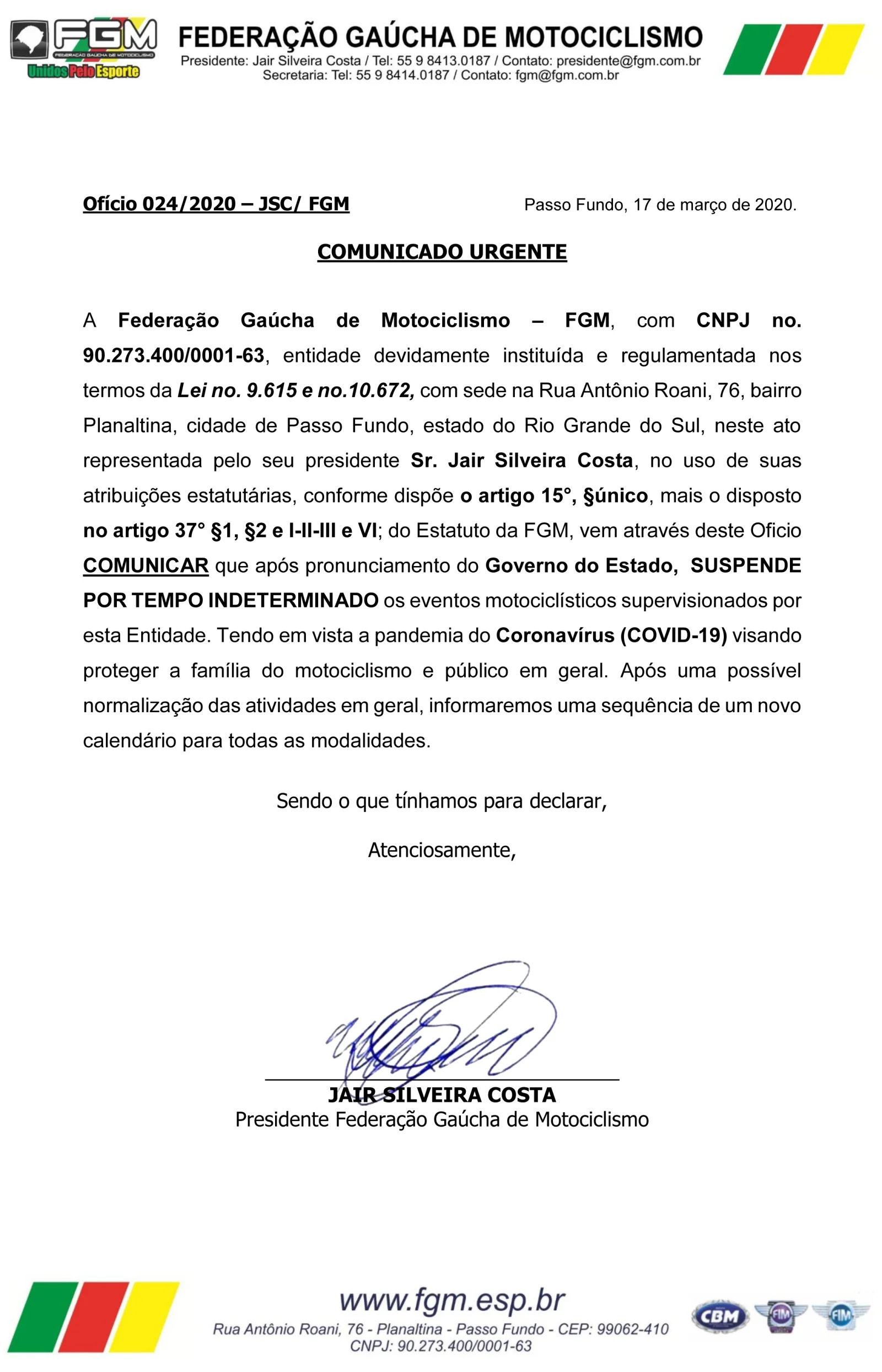 Imagem FGM - COMUNICADO URGENTE COVID-19