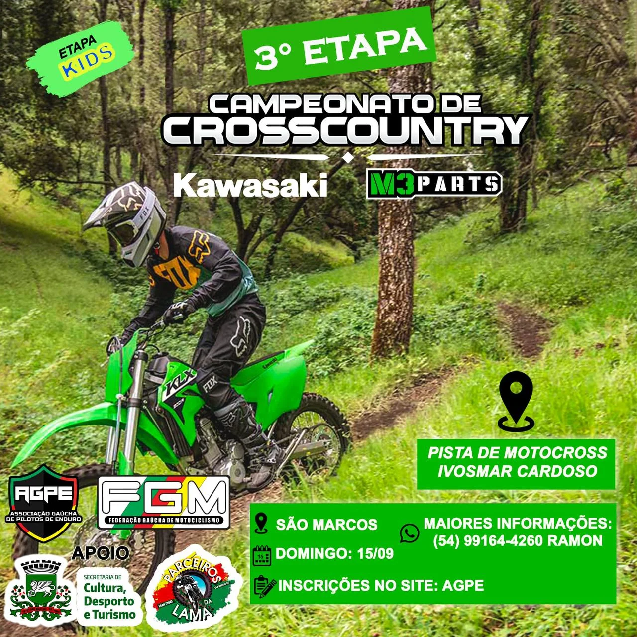 Imagem São Marcos Sedia 3ª Etapa do Campeonato Kawasaki de Cross Country m3 Parts, dia 15 de setembro