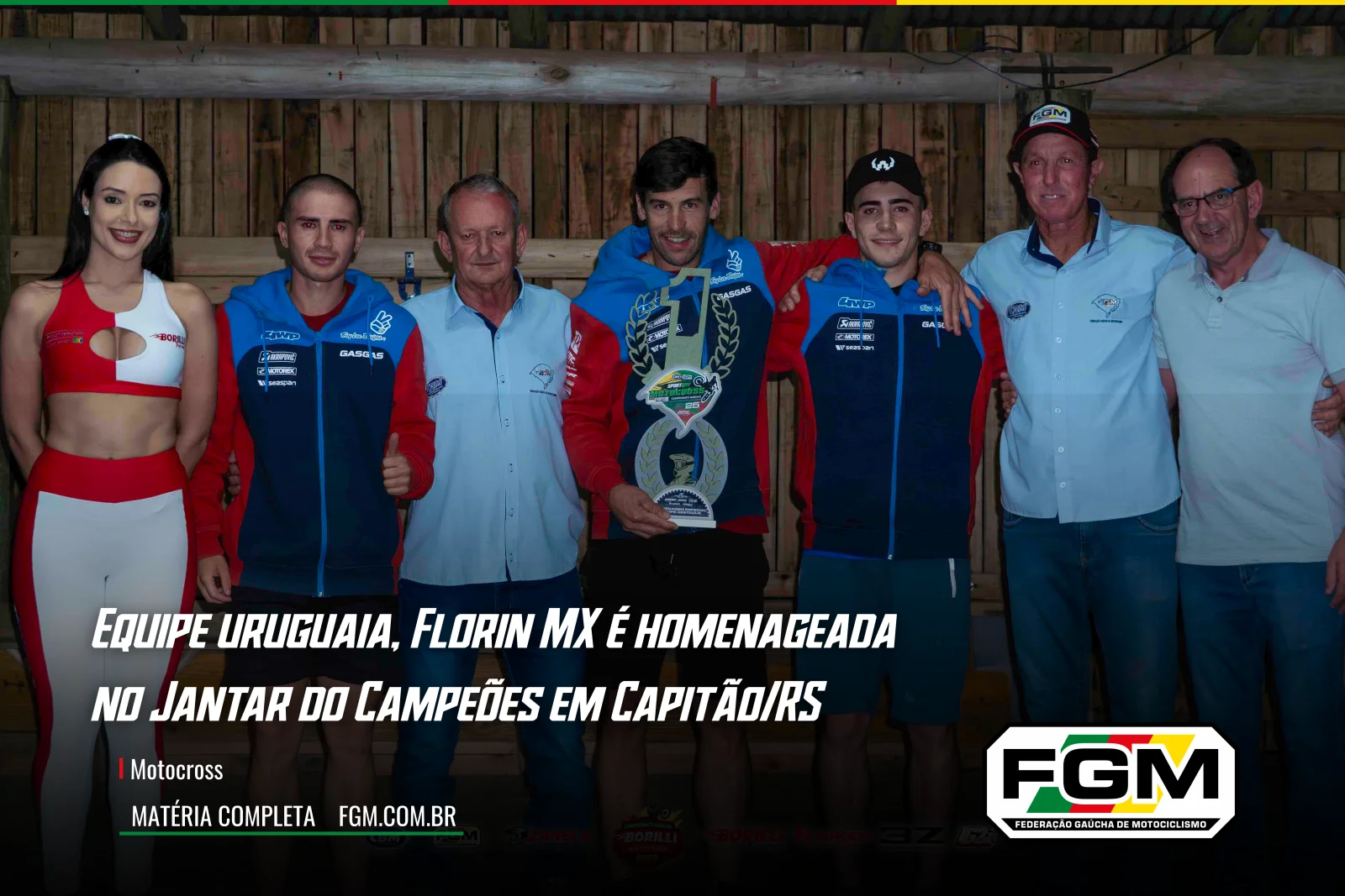 Imagem Equipe Uruguaia, Florin MX é homenageada durante Jantar dos Campeões em Capitão/RS