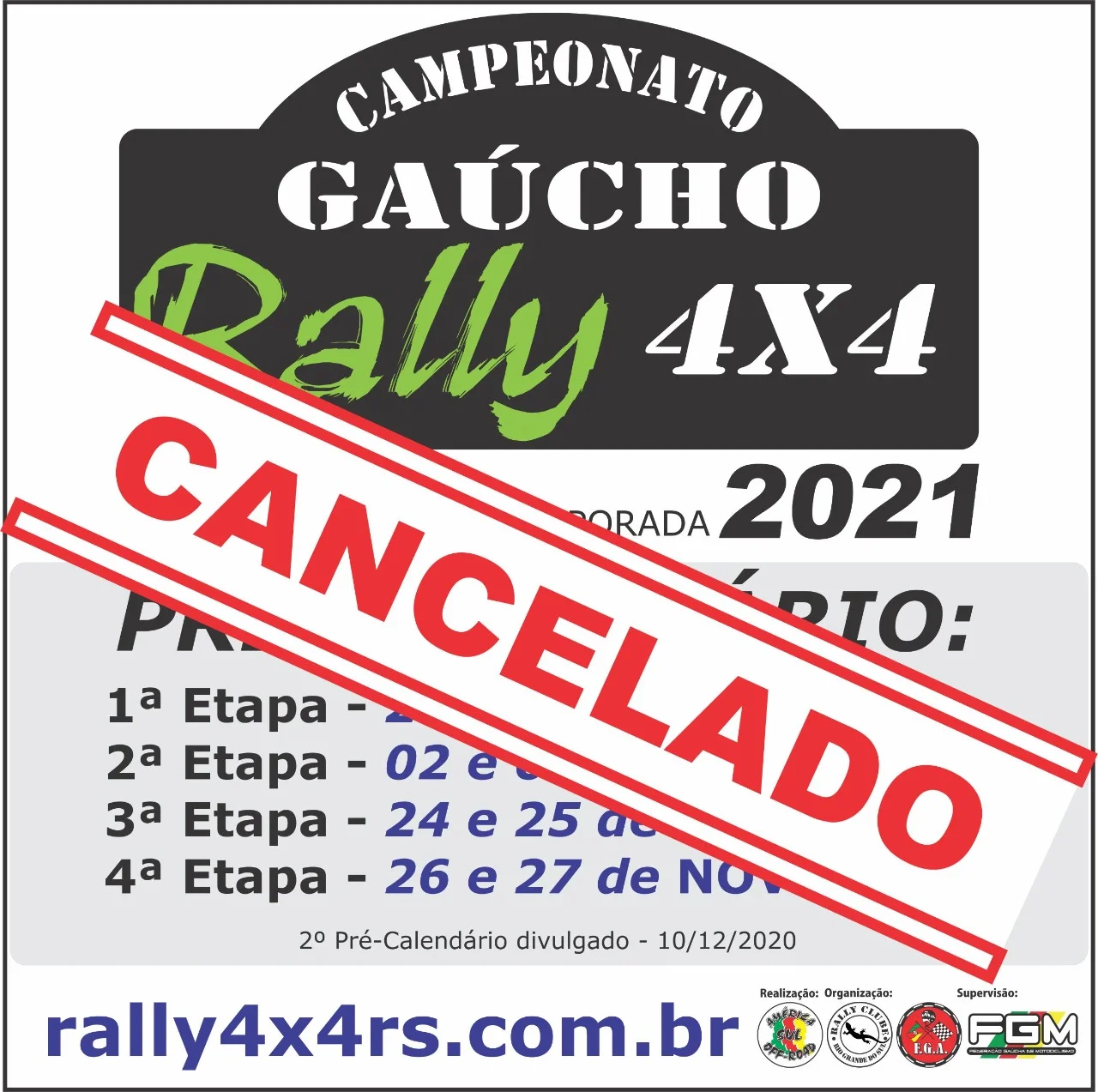 Imagem NOTA OFICIAL - CAMPEONATO GAÚCHO DE RALLY 4x4 2021