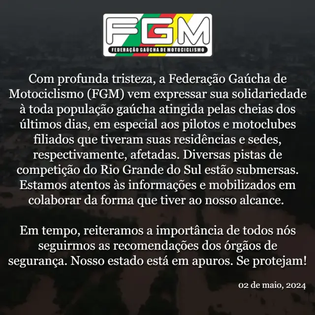 Imagem Comunicado FGM - Cheias no RS