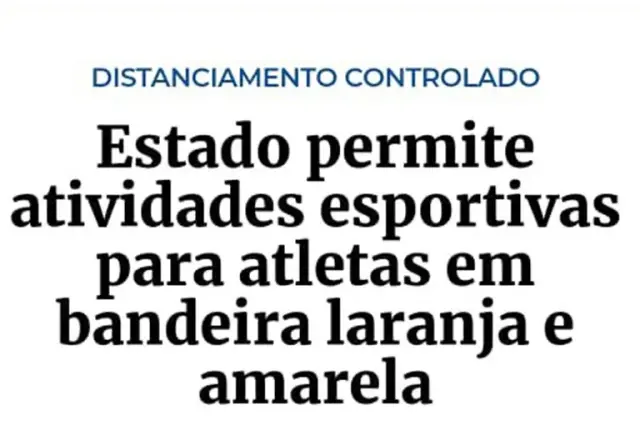 Imagem DECRETO 55.444: PERMITE ATIVIDADES ESPORTIVAS EM BANDEIRAS LARANJA E AMARELA.