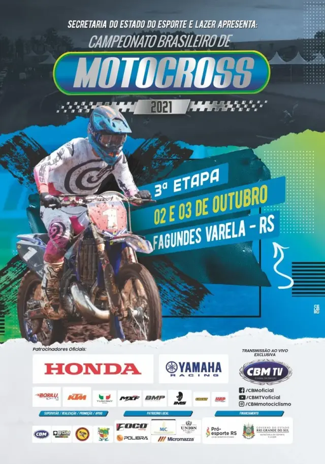 Imagem Inscrições online para a 3ª etapa do Campeonato Brasileiro de Motocross 2021 encerram nesta quarta-feira (29/09)