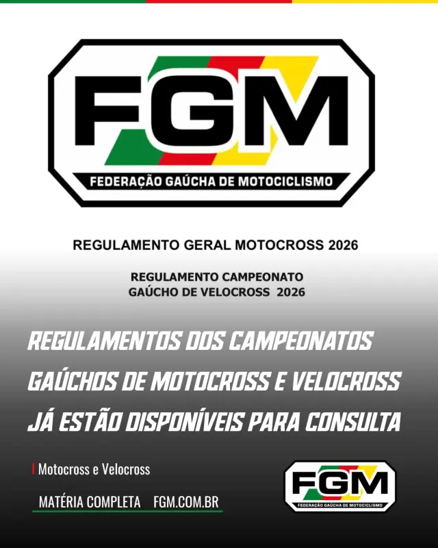 Imagem Regulamentos do Campeonatos Gaúchos de Motocross e Velocross já estão disponíveis para consulta