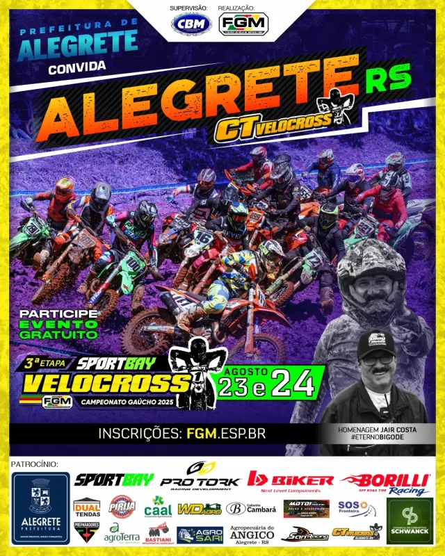 Imagem Alegrete acelera no compasso do Velocross: cidade recebe a 3ª etapa do Gaúcho 2025 nos dias 23 e 24 de agosto