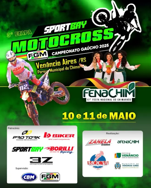 Imagem Motocross e tradição lado a lado: Venâncio Aires recebe a 3ª etapa do Gaúcho de Motocross durante a Fenachim