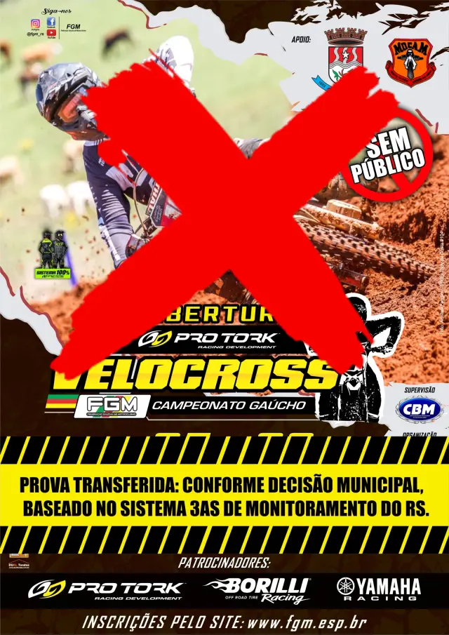 Imagem COMUNICADO IMPORTANTE - PRO TORK GAÚCHO DE VELOCROSS 2021