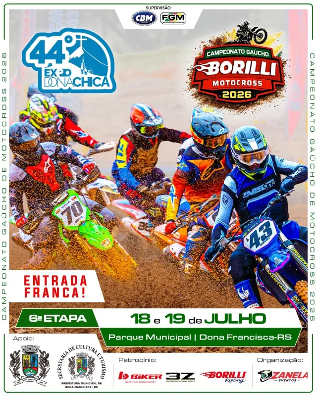 Imagem Estão abertas as inscrições antecipadas para a 6ª etapa do Campeonato Gaúcho Borilli de Motocross em Dona Francisca
