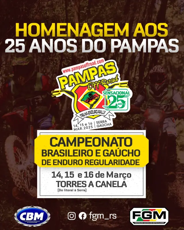 Imagem Pampas Off Road celebra 25 anos com Campeonato Brasileiro e Gaúcho de Enduro Regularidade